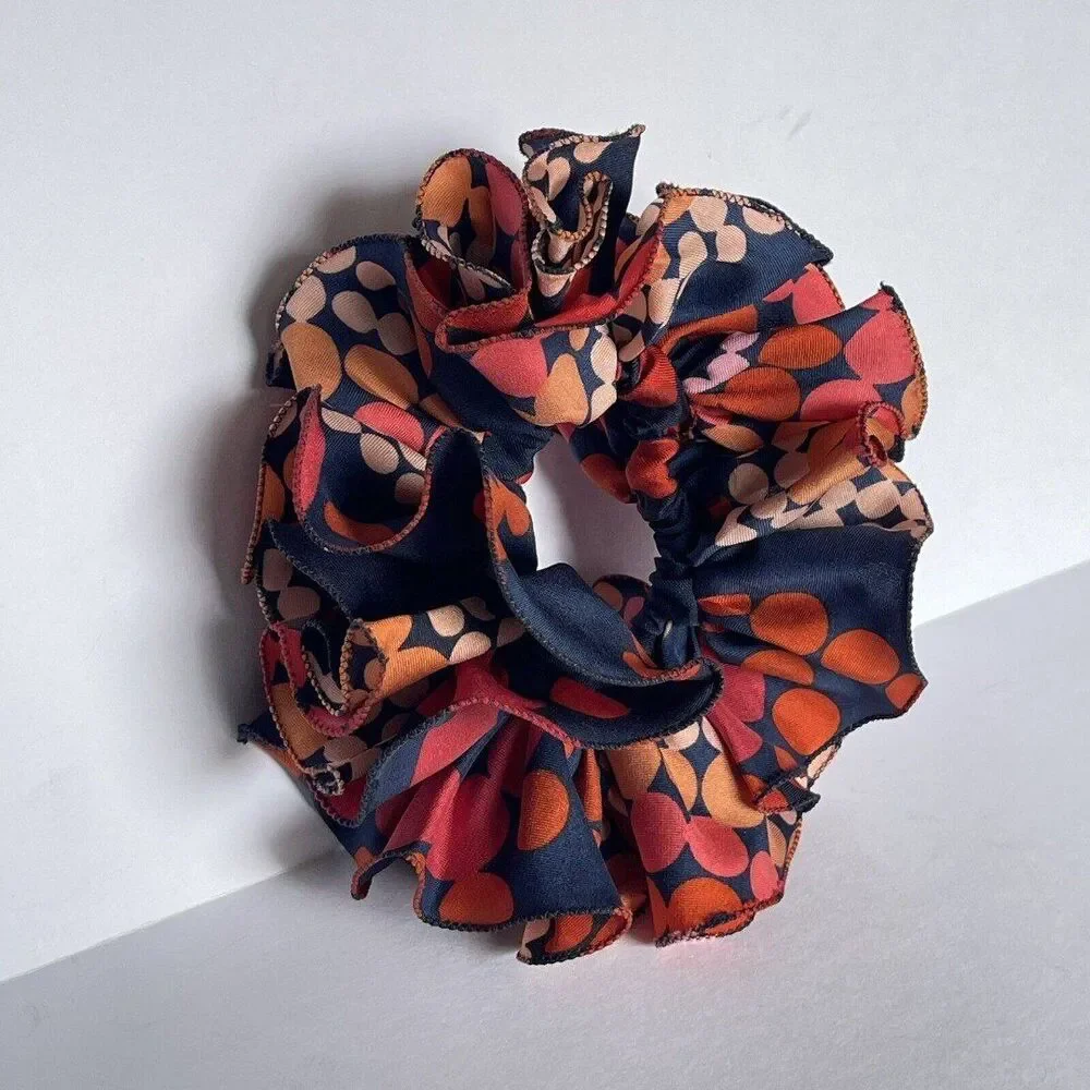 New Women Red Scrunchie Ruffled design Multicolor Polkadots